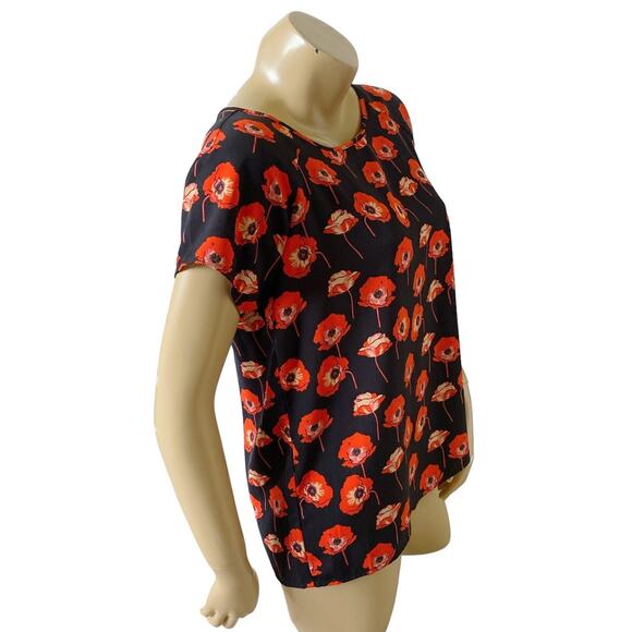 CABI Womens Size Small Short Sleeve Floral Back Slit Flanders Swing Shirt Top - Picture 3 of 8